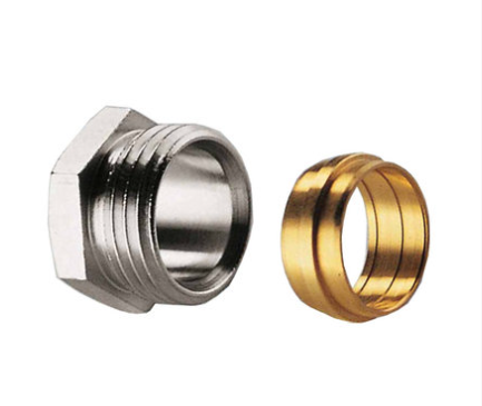 Verschraubung für Kupferrohre und Weichstahlrohre mit geglühtem Klemmring