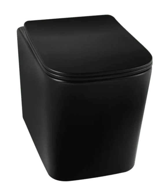 Spülrandloses Wand-WC LUGA mit Soft-Close-Duroplast-Sitz, weiß und schwarz