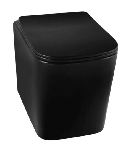 Spülrandloses Wand-WC LUGA mit Soft-Close-Duroplast-Sitz, weiß und schwarz